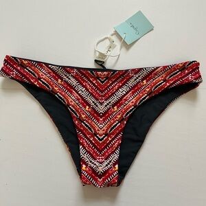 Cupshe Bathing Suit Bikini Bottom New Size Medium Red Aztec Print